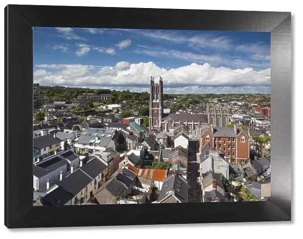 Ireland, County Cork, Cork City, elevated city view and St. Marys Cathedral