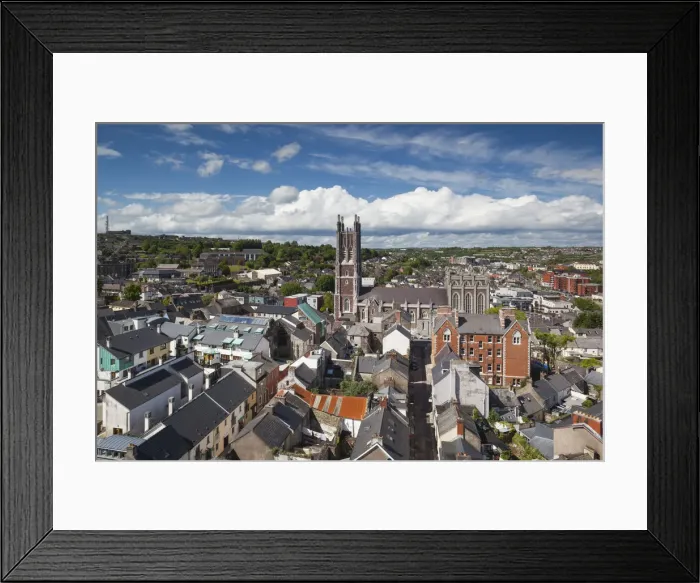 Framed Print : Ireland, County Cork, Cork City, elevated city view and St. Marys Cathedral