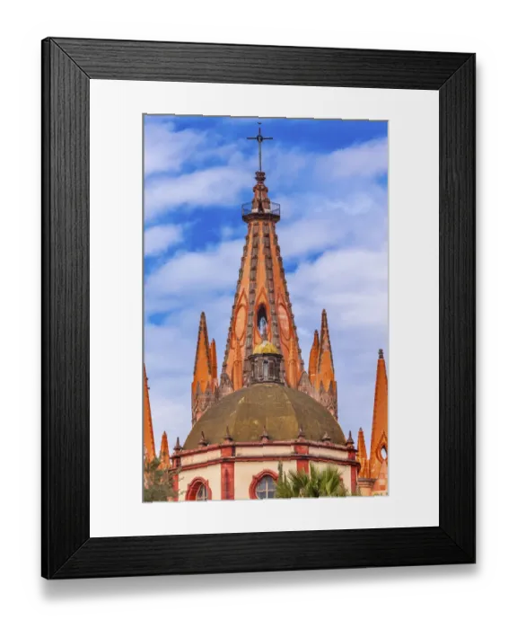 Framed Print : Parroquia Archangel church Dome Steeple Aldama Street San Miguel de Allende, Mexico