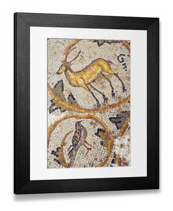 Framed Print : Deer mosaic, New House Of Hunt, Bulla Regia Archaeological Site, Tunisia, North Africa