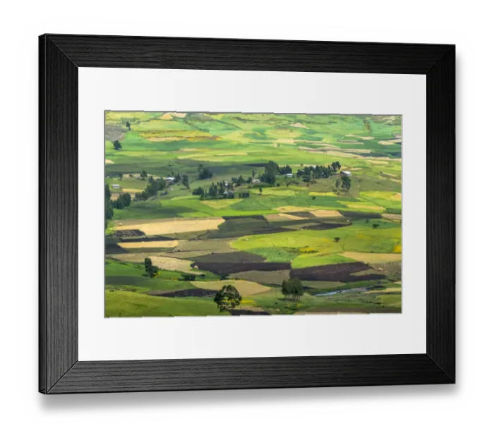 Framed Print : Village house and farmland in the mountain, Gondar, Ethiopia