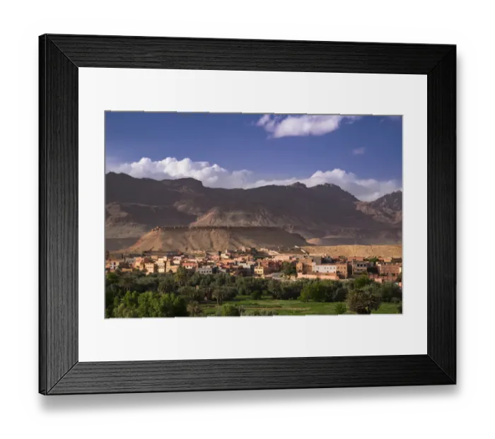Framed Print : Africa, Morocco. The oasis city of Tinerhir sits beneath foothills of the Atlas mountains