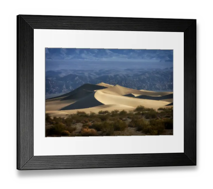 Framed Print : Mesquite Sand Dunes with Grapevine Mountains in the Background. Death Valley. California Framed Print : Mesquite Sand Dunes with Grapevine Mountains in the Background. Death Valley. California
