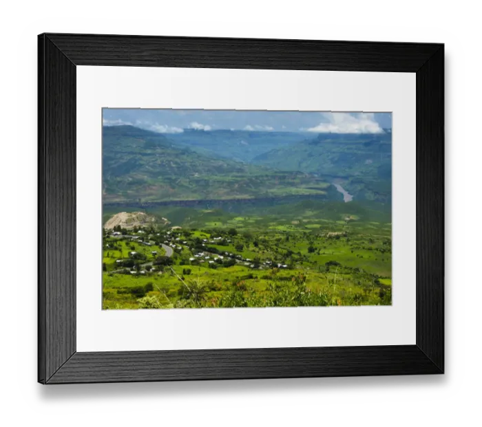 Framed Print : Village and farmland, Great Blue Nile Gorge, between Addis Ababa and Bahir Dar, Ethiopia Framed Print : Village and farmland, Great Blue Nile Gorge, between Addis Ababa and Bahir Dar, Ethiopia