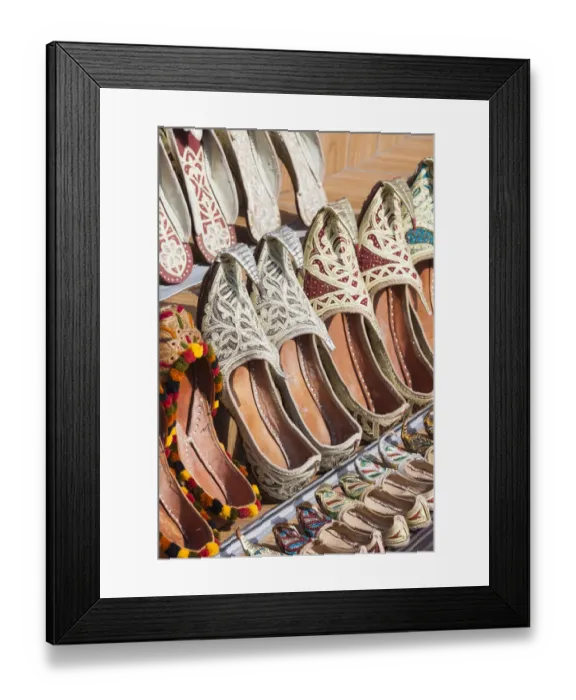 Framed Print : UAE, Dubai, Deira, souvenir traditional slippers Framed Print : UAE, Dubai, Deira, souvenir traditional slippers