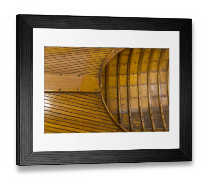 Framed Print : Vintage wooden canoe detail Framed Print : Vintage wooden canoe detail