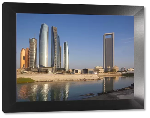 UAE, Abu Dhabi, skyline, Etihad Towers and ADNOC Tower