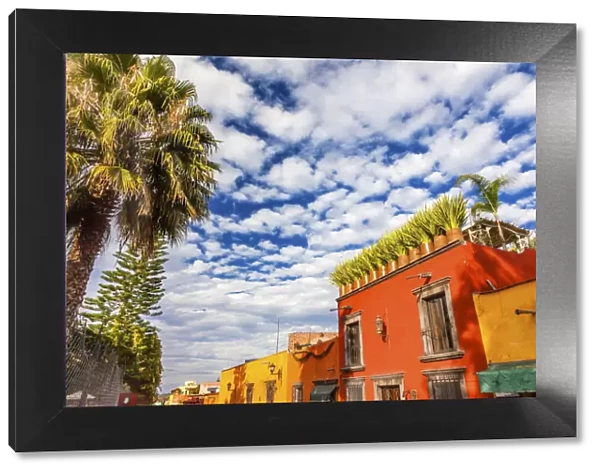 Orange Yellow Town Street Tourists Hotels San Miguel de Allende Mexico