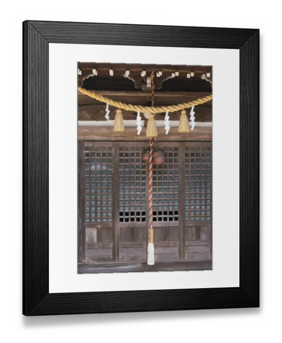 Framed Print : Straw rope decoration in a temple, Gujo Hachiman, Gifu Prefecture, Japan