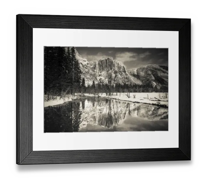 Framed Print : Yosemite Falls above the Merced River in winter, Yosemite National Park, California USA Framed Print : Yosemite Falls above the Merced River in winter, Yosemite National Park, California USA