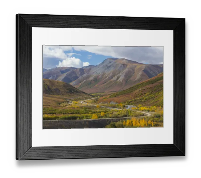 Framed Print : USA, Alaska, Brooks Range. Landscape with Trans-Alaska Pipeline and highway. Credit as