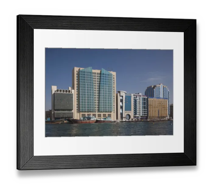 Framed Print : UAE, Dubai, Deira, waterfront buildings by Dubai Creek Framed Print : UAE, Dubai, Deira, waterfront buildings by Dubai Creek