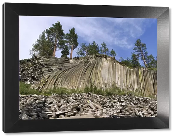 USA, California, Devils Postpile National Monument. Basalt column formations