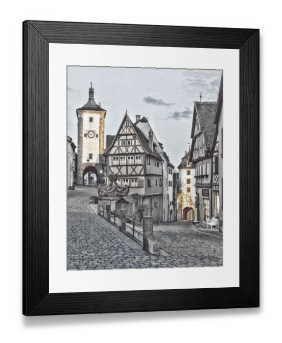 Framed Print : Germany, Rothenburg ob der Tauber, Ploenlein Triangular Place, Digitally Altered Framed Print : Germany, Rothenburg ob der Tauber, Ploenlein Triangular Place, Digitally Altered
