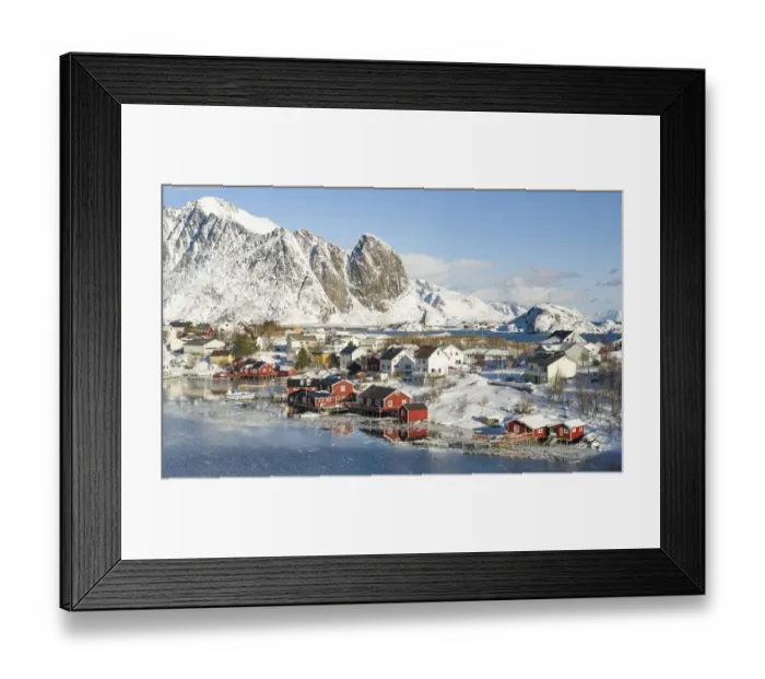 Framed Print : Village Reine on the island Moskenesoya. The Lofoten Islands in northern Norway during winter