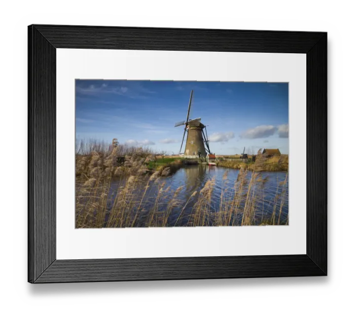 Framed Print : Netherlands, Kinderdijk, Traditional Dutch windmills