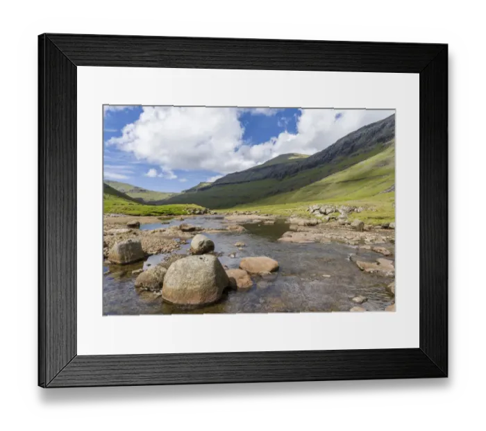 Framed Print : The valley of Saksun, one of the main attractions of the Faroe Islands. The island Streymoy Framed Print : The valley of Saksun, one of the main attractions of the Faroe Islands. The island Streymoy