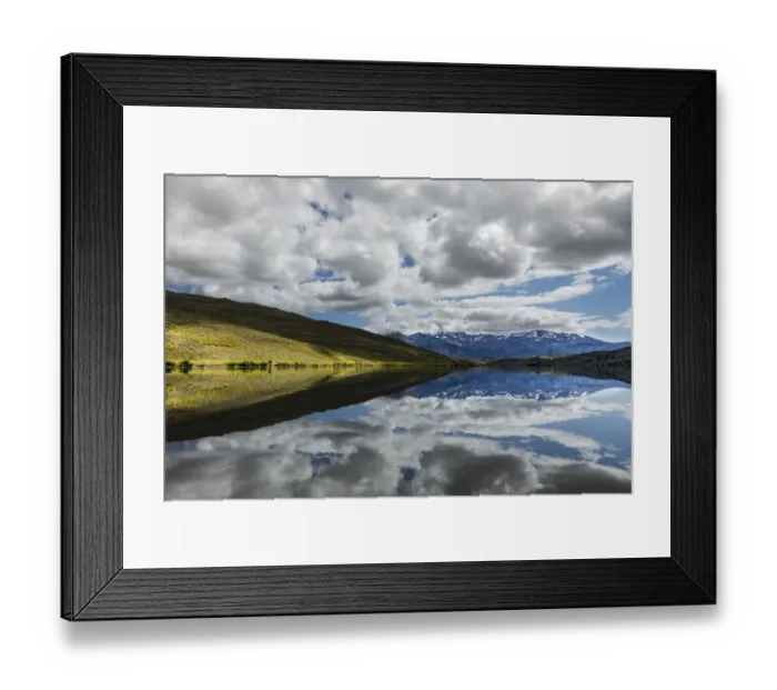 Framed Print : Clouds reflecting on Lake Azul, Torres del Paine National Park, Chile, Patagonia Framed Print : Clouds reflecting on Lake Azul, Torres del Paine National Park, Chile, Patagonia