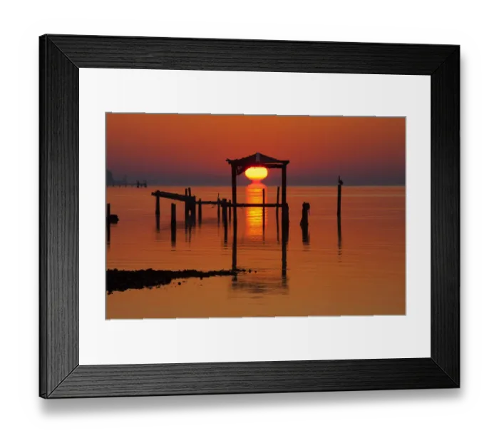 Framed Print : North America; USA; Florida; Apalachicola; Sunrise at an old boat house at Apalachicola Framed Print : North America; USA; Florida; Apalachicola; Sunrise at an old boat house at Apalachicola
