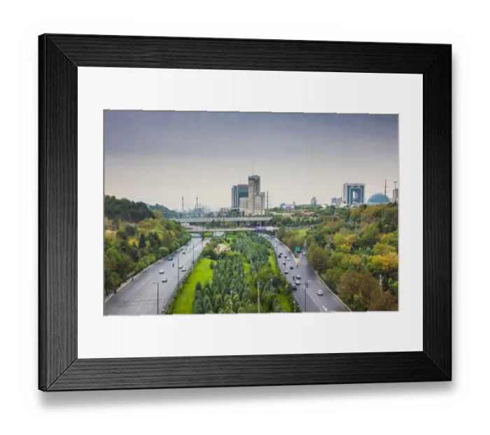 Framed Print : Iran, Tehran, city skyline from the Pole e Tabiat Nature Bridge Framed Print : Iran, Tehran, city skyline from the Pole e Tabiat Nature Bridge
