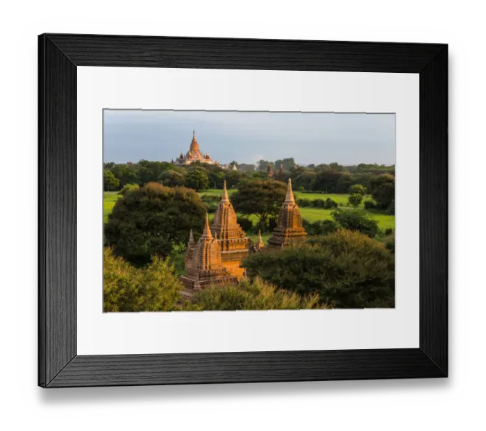 Framed Print : Ancient temple and pagoda rising out of the jungle at sunrise, Bagan, Mandalay Region Framed Print : Ancient temple and pagoda rising out of the jungle at sunrise, Bagan, Mandalay Region