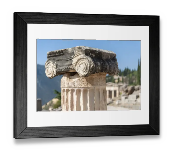 Framed Print : Detail of Ionic column, Delphi, Greece, Europe Framed Print : Detail of Ionic column, Delphi, Greece, Europe