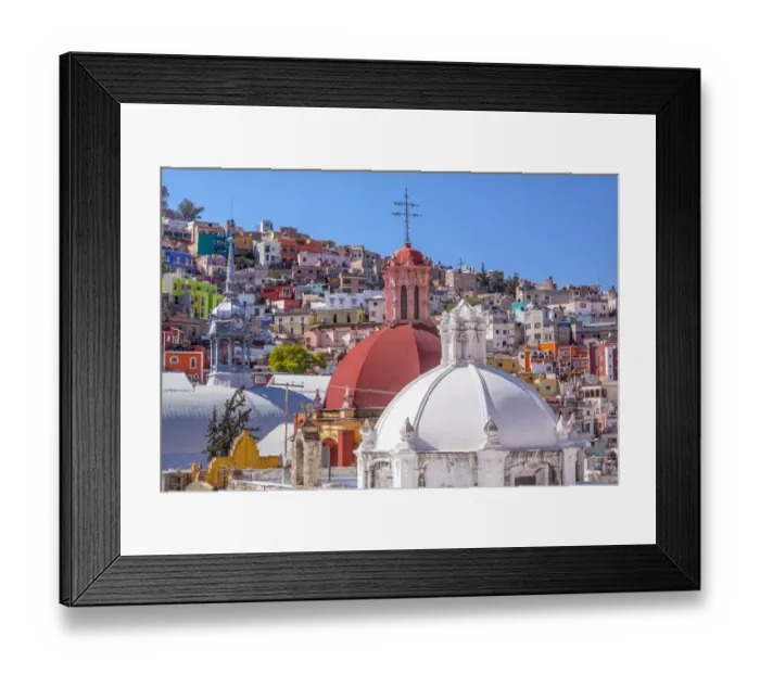Framed Print : Colored Houses Iglesia de San Roque San Roque Church Market Mercado Hidalgo Guanajuato