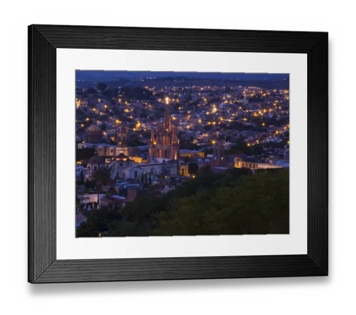 Framed Print : North America; Mexico; San Migel de Allende; Evening City View from above City with