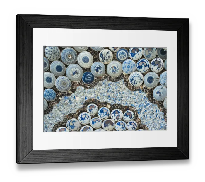 Framed Print : Ceiling decorated with blue and white chinaware in the Porcelain House (also known as China House) Framed Print : Ceiling decorated with blue and white chinaware in the Porcelain House (also known as China House)