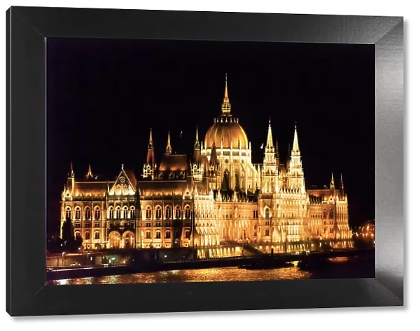 Parliament Building Danube River Reflection Budapest Hungary