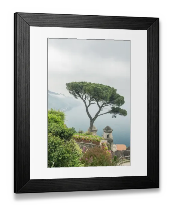 Framed Print : Europe, Italy, Amalfi Coast, Ravello, View of Coastline from Villa Rufolo