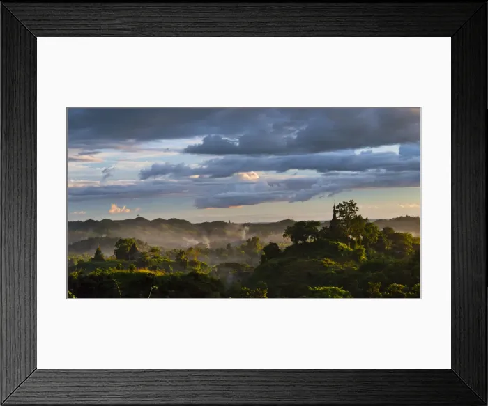Framed Print : Jungle in sunset mist, Mrauk-U, Rakhine State, Myanmar