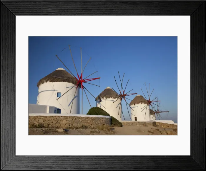 Framed Print : Greece, Mykonos, Windmills Along the Water Framed Print : Greece, Mykonos, Windmills Along the Water