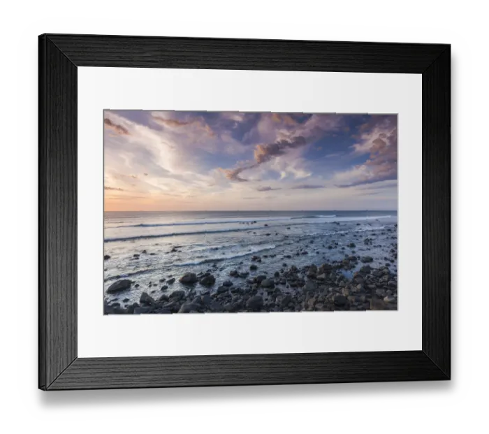 Framed Print : New Zealand, North Island, New Plymouth-area, Pungarehu, Cape Egmont, seascape, dusk