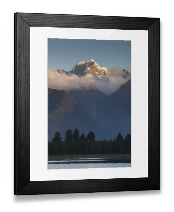 Framed Print : New Zealand, South Island, West Coast, Fox Glacier Village, Lake Matheson, reflection of Mt Framed Print : New Zealand, South Island, West Coast, Fox Glacier Village, Lake Matheson, reflection of Mt