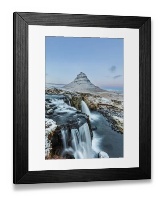 Framed Print : Wintry waterfall below Kirkjufell aka Church Mountain on the Snaefellsnes Peninsula Framed Print : Wintry waterfall below Kirkjufell aka Church Mountain on the Snaefellsnes Peninsula