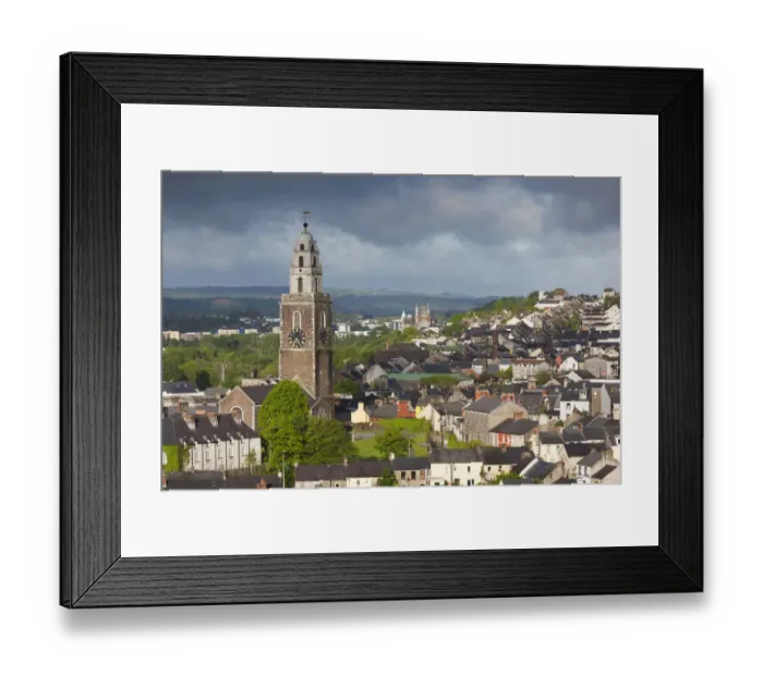 Framed Print : Ireland, County Cork, Cork City, elevated city view with St. Annes Church, dawn