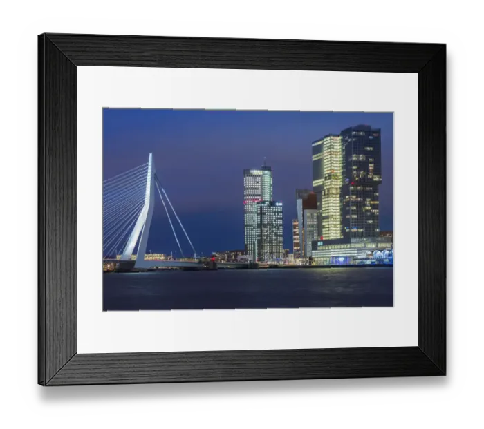 Framed Print : Netherlands, Rotterdam, Erasmusbrug bridge and new commerical towers at the renovated docklands Framed Print : Netherlands, Rotterdam, Erasmusbrug bridge and new commerical towers at the renovated docklands