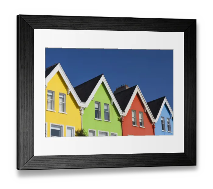 Framed Print : UK, Northern Ireland, County Antrim, Whitehead, colorful houses Framed Print : UK, Northern Ireland, County Antrim, Whitehead, colorful houses