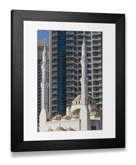 Framed Print : UAE, Dubai, Dubai Marina, marina mosque Framed Print : UAE, Dubai, Dubai Marina, marina mosque