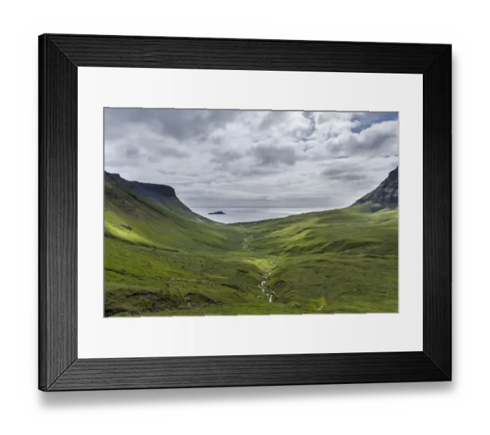 Framed Print : The village Gasadalur. The island Vagar, part of the Faroe Islands in the North Atlantic
