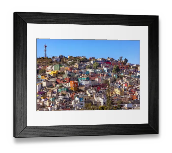 Framed Print : Many Colored Orange Blue Red Houses of Guanajuato Mexico Framed Print : Many Colored Orange Blue Red Houses of Guanajuato Mexico