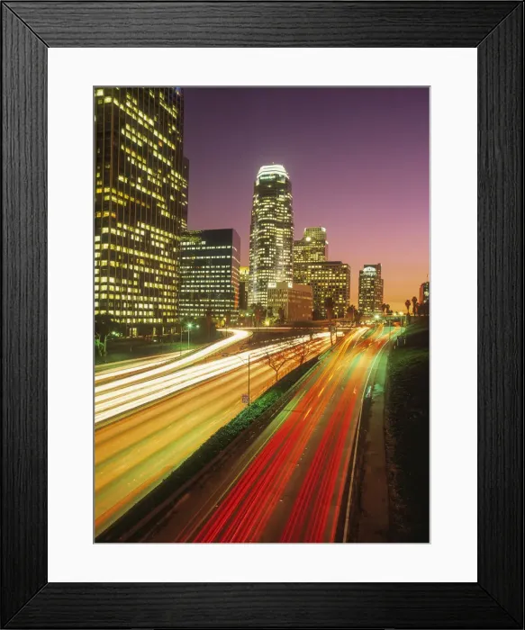 Framed Print : Los Angeles, California, Harbor Freeway, twilight Framed Print : Los Angeles, California, Harbor Freeway, twilight