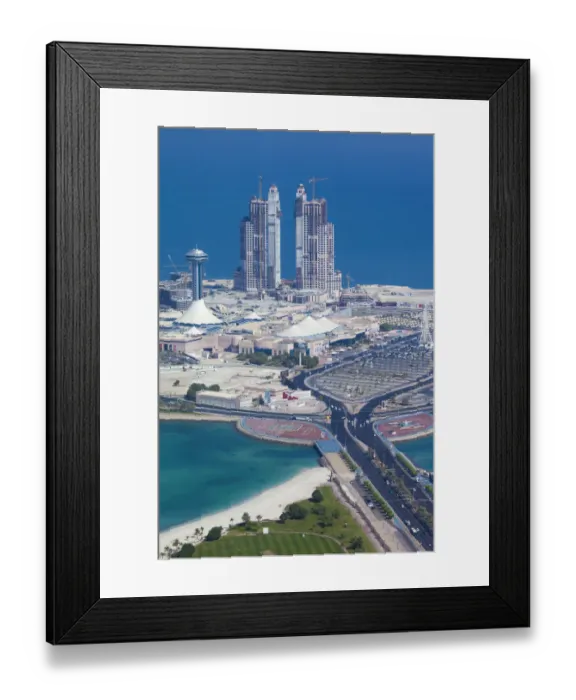 Framed Print : UAE, Abu Dhabi, Marina Village and Arabian Gulf, aerial view Framed Print : UAE, Abu Dhabi, Marina Village and Arabian Gulf, aerial view