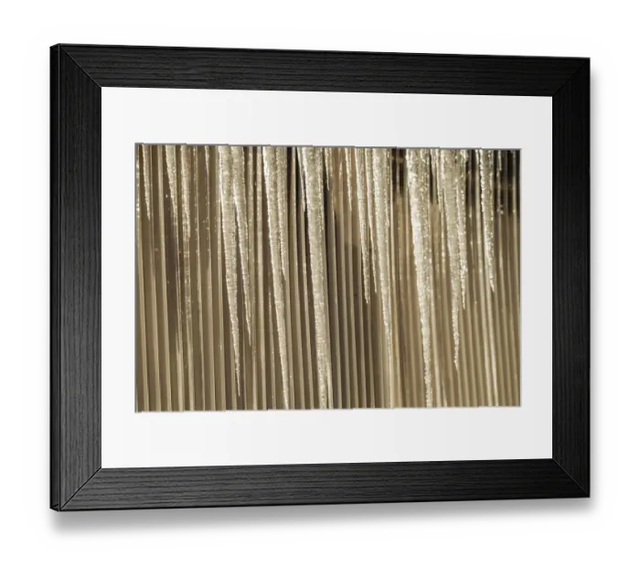 Framed Print : USA, Alaska, Fairbanks. Sun reflects on icicles