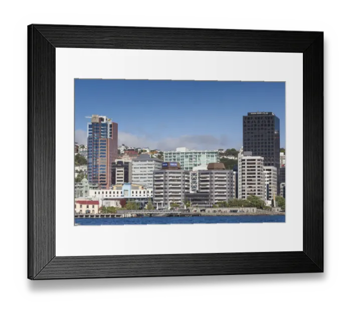 Framed Print : New Zealand, North Island, Wellington, skyline and waterfront buildings
