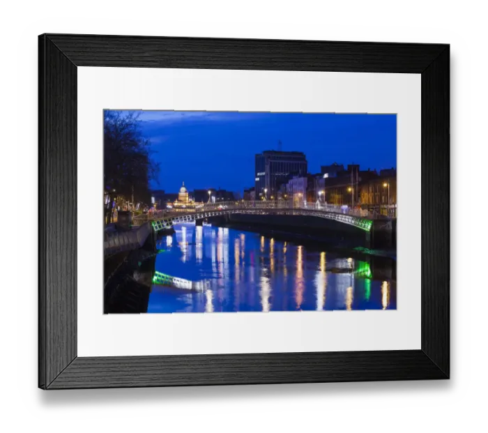 Framed Print : Ireland, Dublin, Hapenny Bridge over the River Liffey, dawn Framed Print : Ireland, Dublin, Hapenny Bridge over the River Liffey, dawn