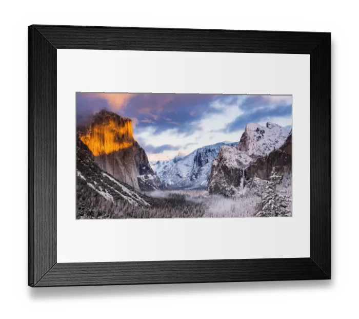 Framed Print : Winter sunset over Yosemite Valley from Tunnel View, Yosemite National Park, California Framed Print : Winter sunset over Yosemite Valley from Tunnel View, Yosemite National Park, California