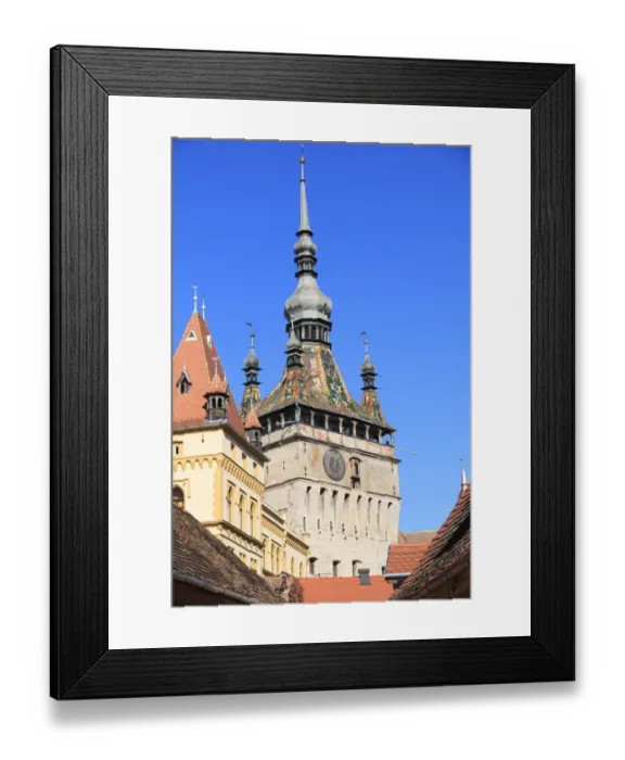 Framed Print : Europe, Romania, Mures County, Sighisoara clock tower, symbol of the town Framed Print : Europe, Romania, Mures County, Sighisoara clock tower, symbol of the town