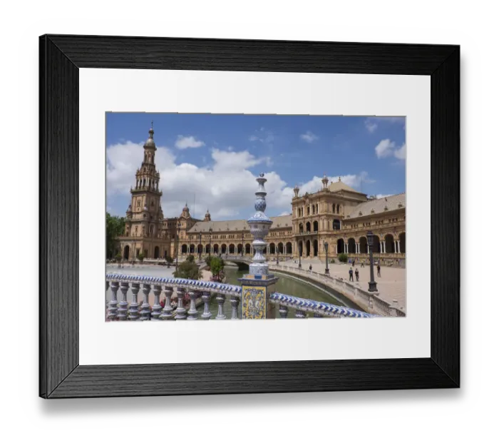 Framed Print : Spain, Andalusia, Seville. The elaborately and traditionally decorated Plaza de Espana